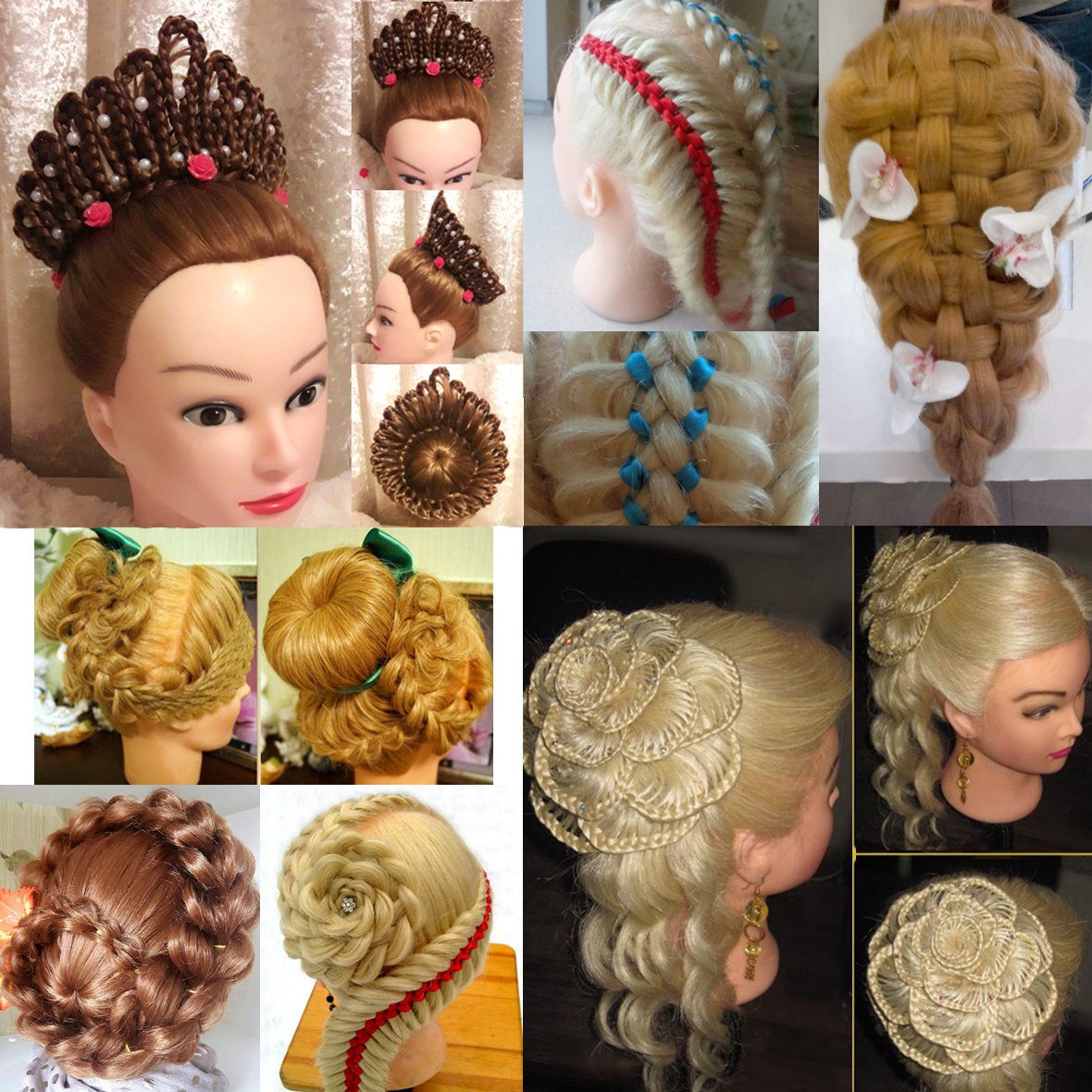 22-24 Inch Mannequin Head With 60% Real Human Hair Practice Training Manikin Head with Clamp Holder For Styling Cutting Braiding Brown Hair Cosmetology Doll Head for Christmas