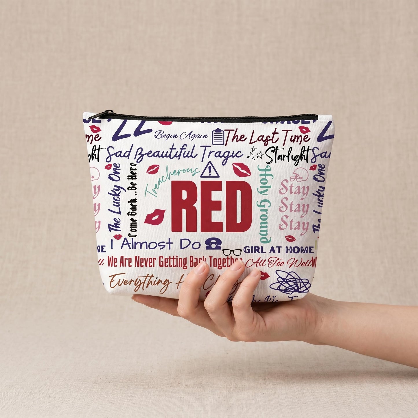 Music Album Version Makeup Bag Travel Toiletry Bag for Women Music Lover Gift TS Fans Song Lyrics Gift Singer Merchandise for Fans Friends Daughter Girls Sister, Friendship Birthday Christmas Gift