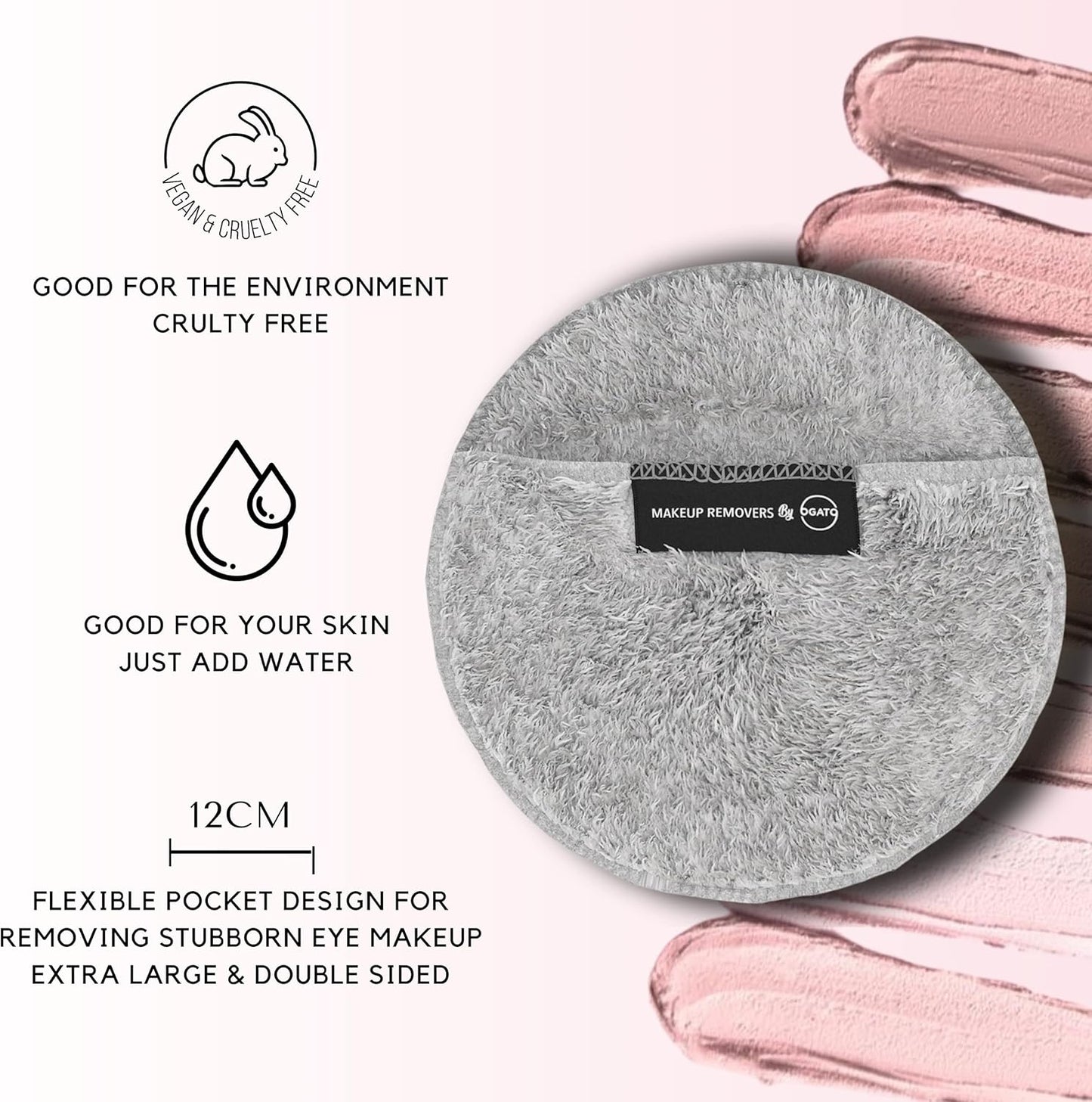 Ogato Reusable Makeup Remover Cloths - 5-Pack Microfiber Face Pads | Washable Makeup Eraser for All Skin Types