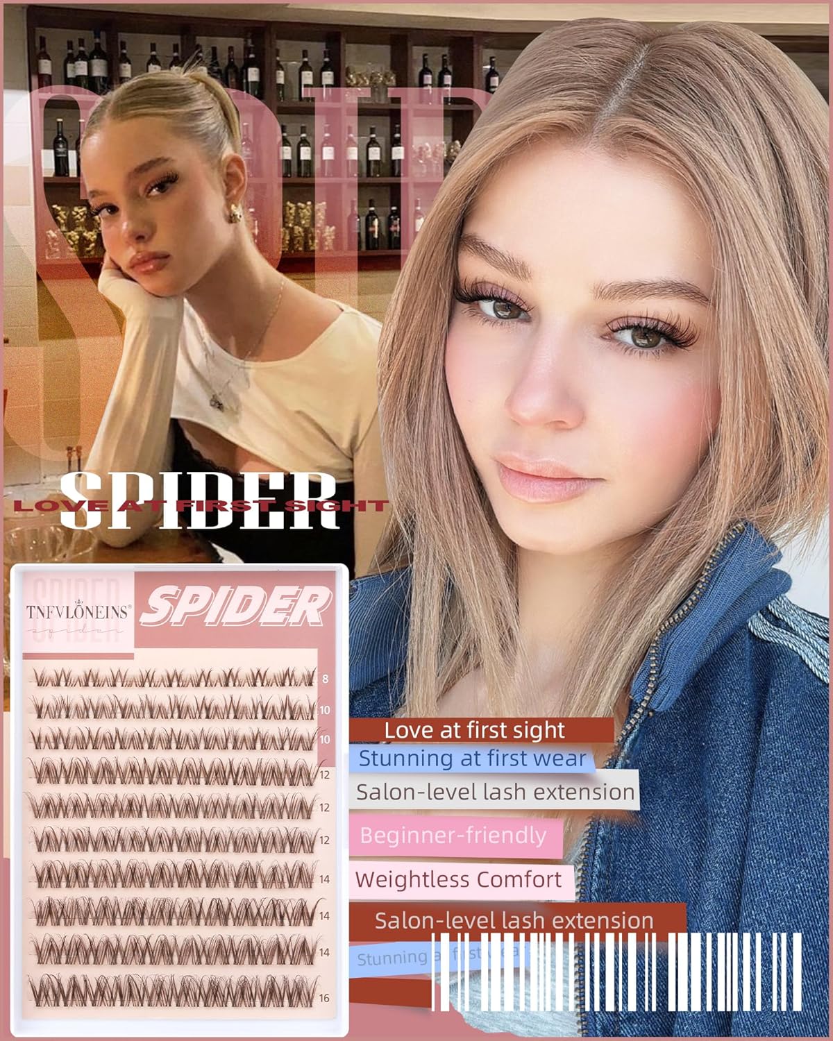 Brown Lash Clusters - Wispy D Curly Eyelash Extensions | Natural Individual Lashes 8-16MM