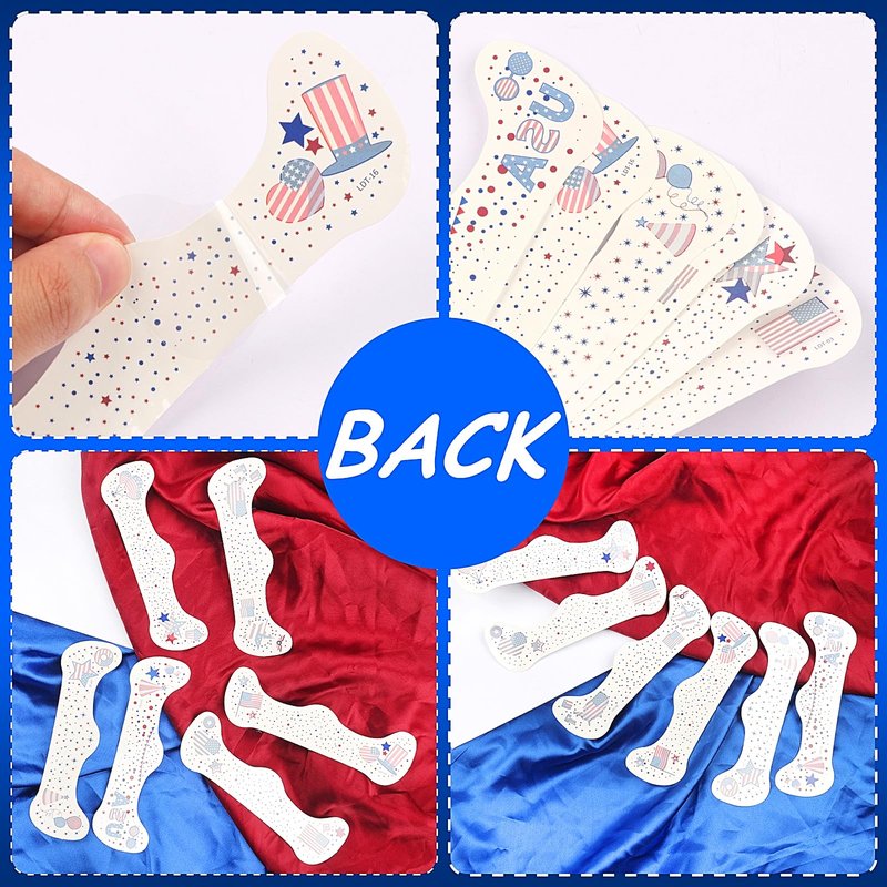 4th of July Glitter Freckles, 6 Pcs Patriotic Face Tattoo Sparkle Red Blue White Star Freckles Makeup Patches for Face Rave Accessories