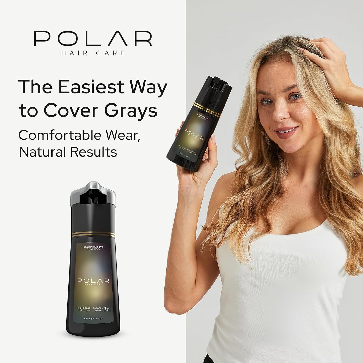 Blonde Dye Shampoo for Gray Coverage - Semi-Permanent Color Cleanser | Quick Application, Natural Highlights, 6.76 Fl Oz