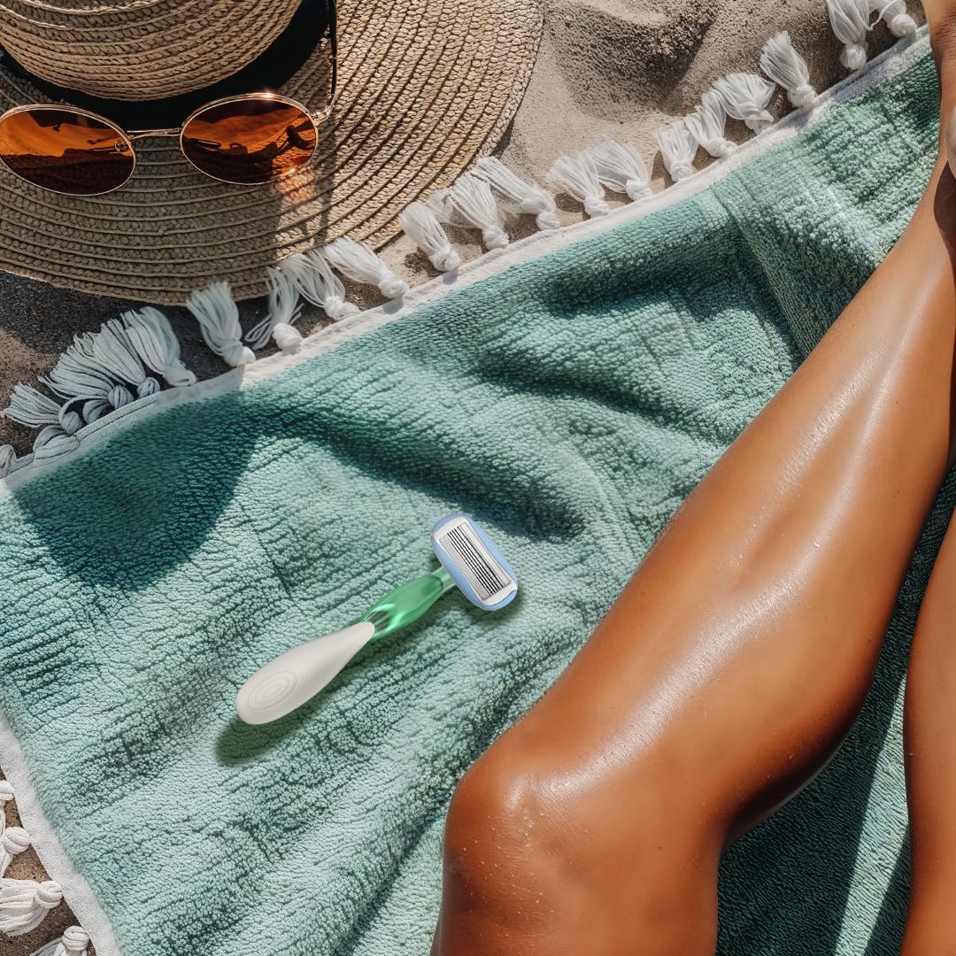BIC Soleil 5 Escape Women's Disposable 5-Blade Razors, Jasmine & Eucalyptus Scented Handles for Smooth Summer Shaves, 4-Pack