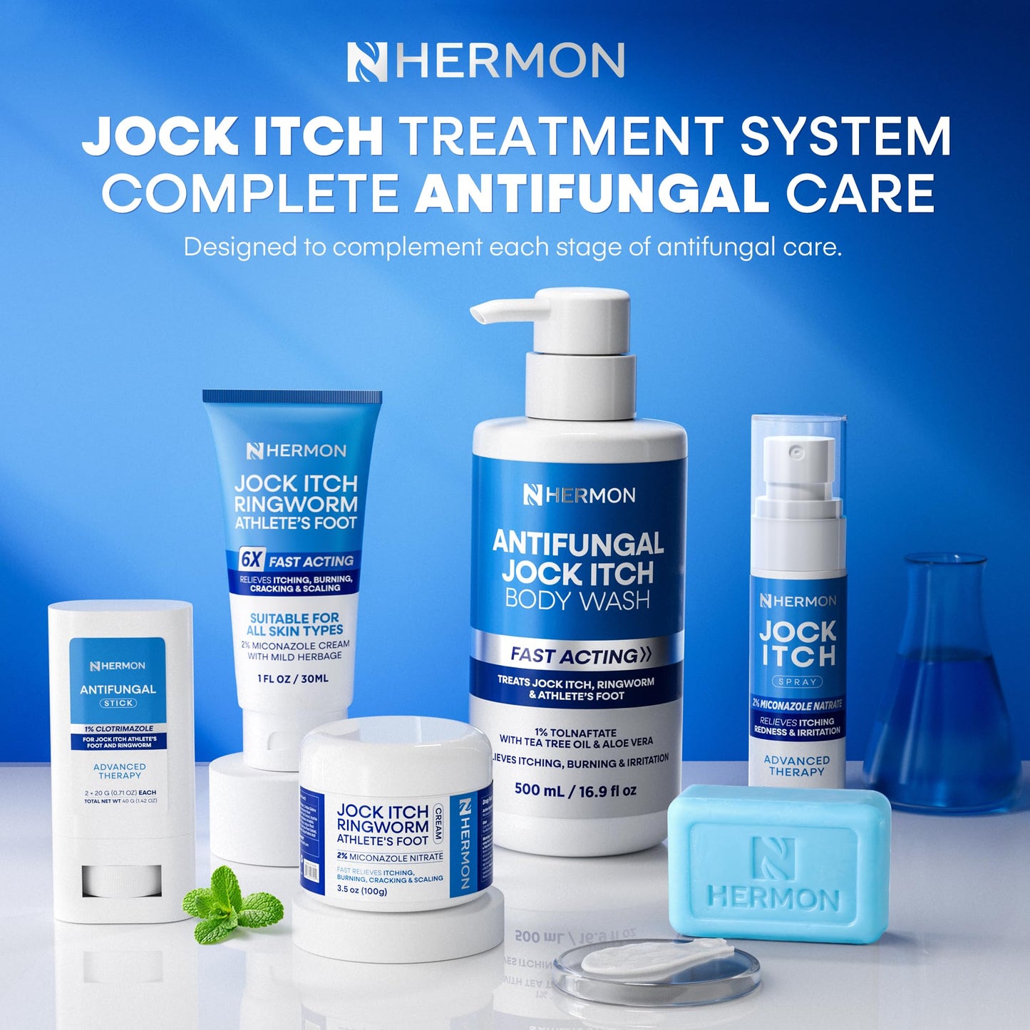 Hermon Jock Itch Antifungal Cream, Ringworm Treatment for Humans, Ringworm Cream for Humans, Foot & Body Balm, Provides Soothing Relief-1.05oz