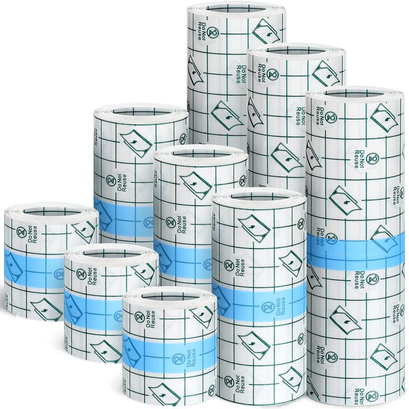 Nuanchu 9 Rolls Tattoo Aftercare Bandage Waterproof Transparent Stretch Adhesive Bandages Tape Clear Tattoo Film Wrap for Swimming, 3 Sizes(2 Inch, 4 Inch, 6 Inch Wide)