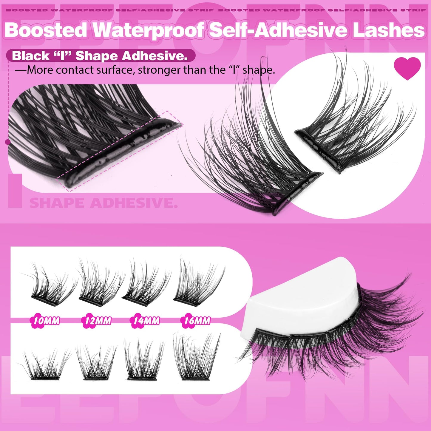 Self Adhesive Eyelashes Wispy Pre Glued Lashes Natural Self Adhesive Lash Clusters 10-16mm Press On Lashes DIY Eyelash Extension Kit No Glue Needed Spider Cluster Lashes with Tweezers by Eefofnn