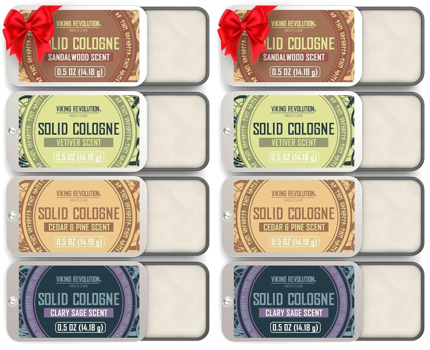 Viking Revolution Solid Cologne Gift Set - 12 Travel Size Colognes with Sandalwood, Vetiver & More | 0.5 Oz Each
