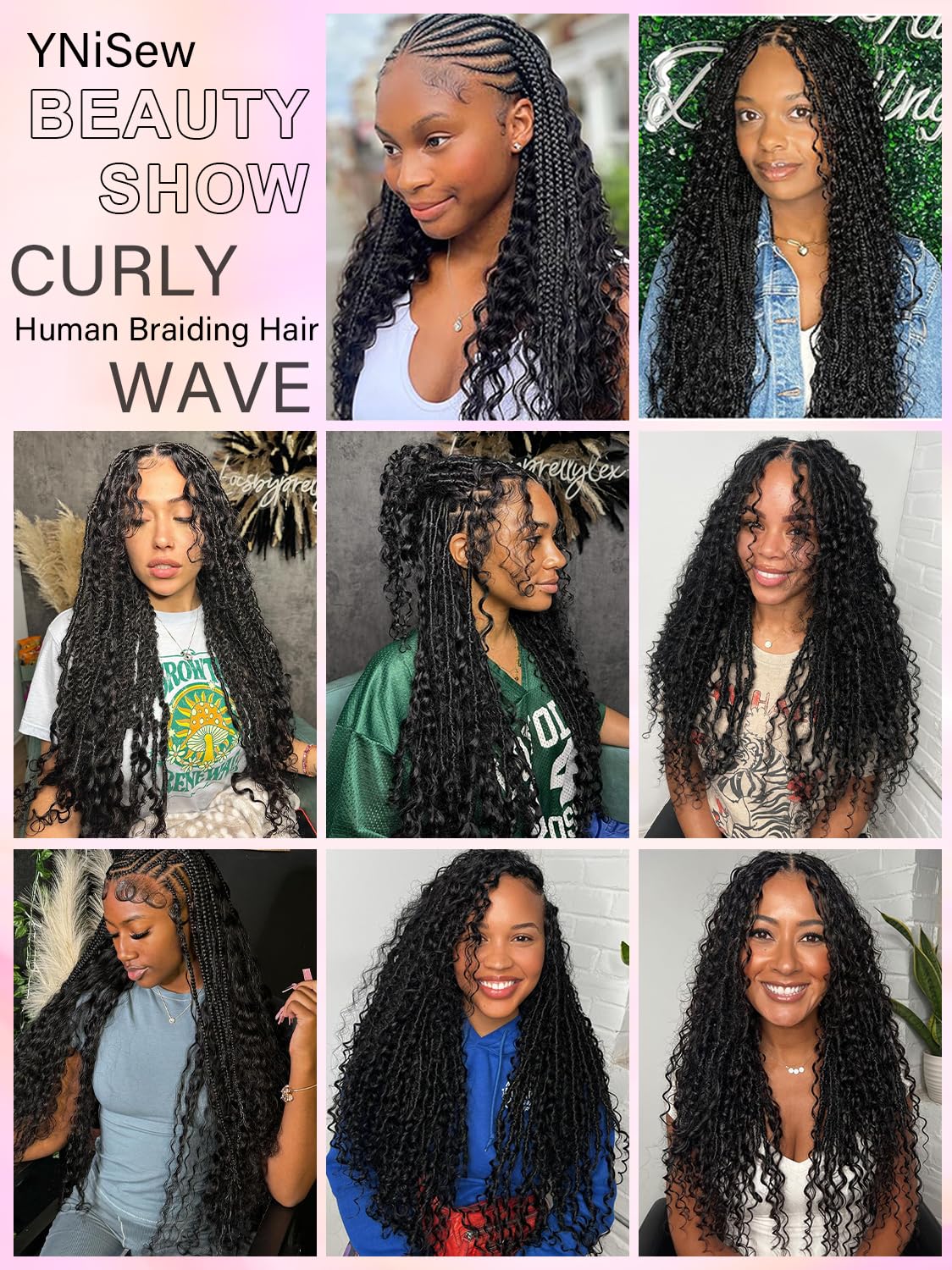 YNiSew Boho Braiding Hair Bulk - 100g Micro Braiding Bundles: Human Hair Without Wefts