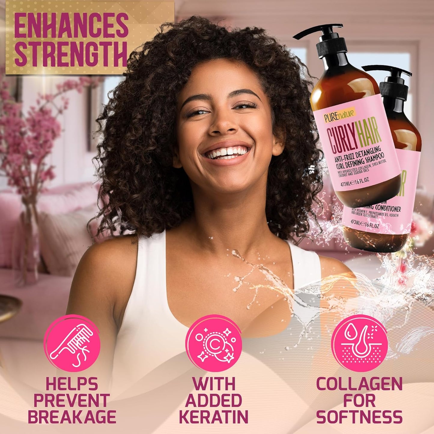 Curly Hair Shampoo & Conditioner Set - Sulfate-Free, Color Safe | Moisturizing for Wavy, Frizzy & Permed Styles with Argan Oil