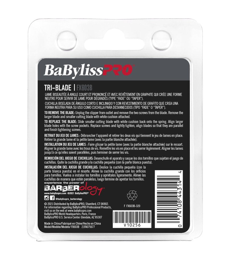 BaBylissPRO Barberology Black Graphite Tri Replacement Blade for Hair Clippers (FX603B)