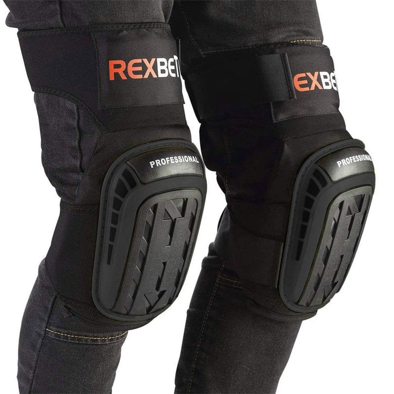 REXBETI Knee Pads for Work, Construction Knee Pads for Men, Heavy Duty Comfortable Anti-slip Foam Gel Knee Pads for Gardening Flooring and Cleaning, Strong Stretchable Straps, Black