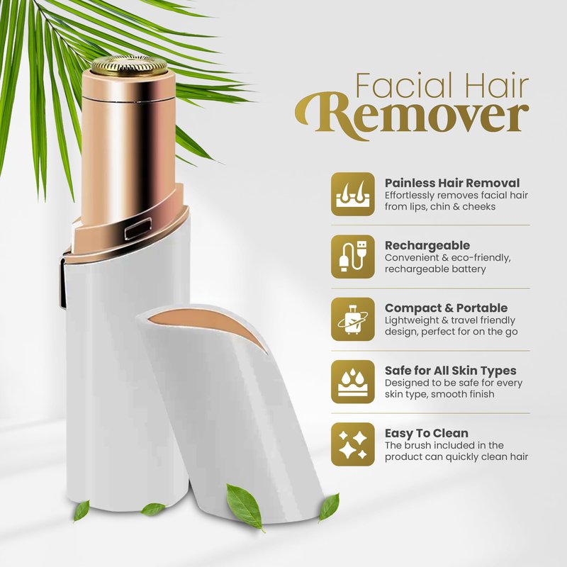 Facial Hair Remover for Women – Gentle & Painless Removal for Peach Fuzz, Lip & Chin – USB Rechargeable