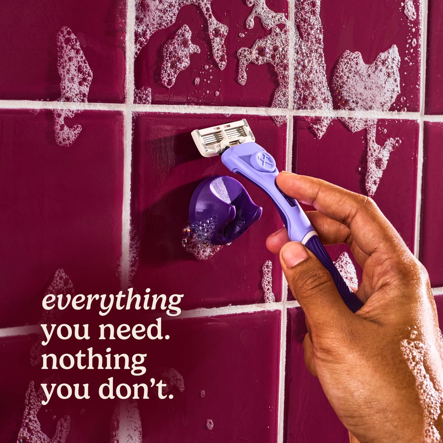 Dollar Shave Club For Women | 1 Purple Wavy Grip Handle, 4 Razor Refills, 1 Cashmere Santal Shave Butter, 1 Sugar Scrub, 1 Body Balm, 1 Shower Hanger | Razors for Women, Womens Razors for Shaving