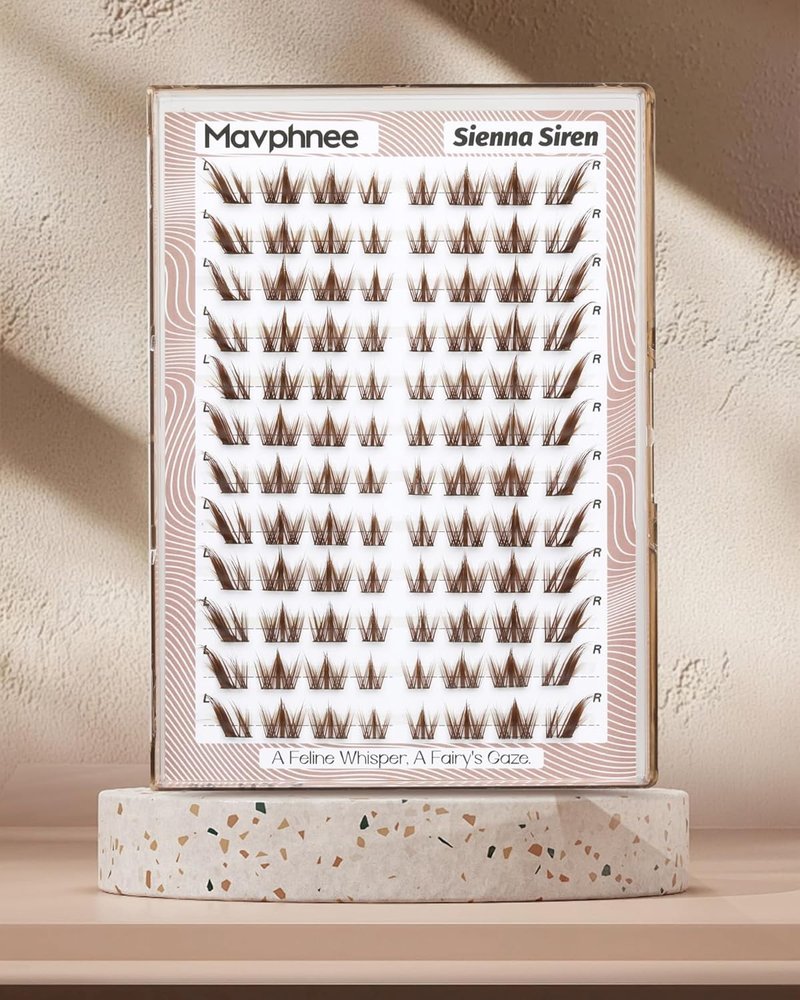 Cat Eye Lash Clusters - Brown Spiky Individual Eyelash Extensions | 96 Pcs Fluffy DIY Fox Eye Lashes