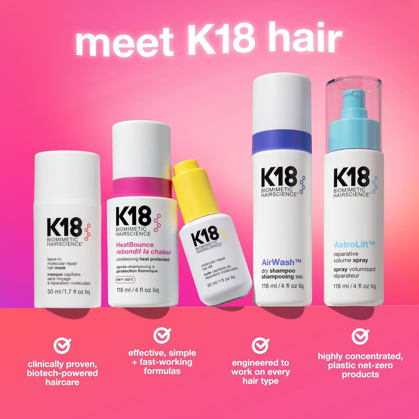K18 Damage Shield Shampoo & Conditioner Set - Smoothing & Protective Formula for Healthy Hair | 1.8 Fl Oz x2