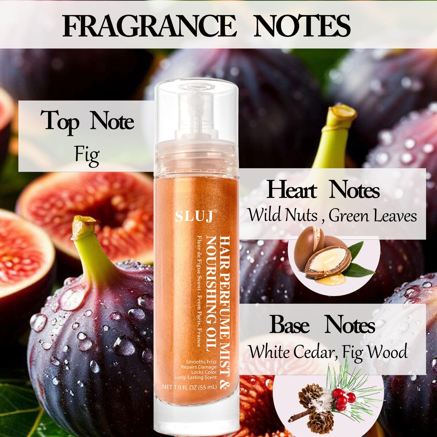 SLUJ Hair Perfume for Women, Hair Spray & Body Mist, Summer Lightweight Long Lasting Fragrance Mist, Hair Mist with Argan Oil & Bronze Shimmer for All Hair Types- 50ml