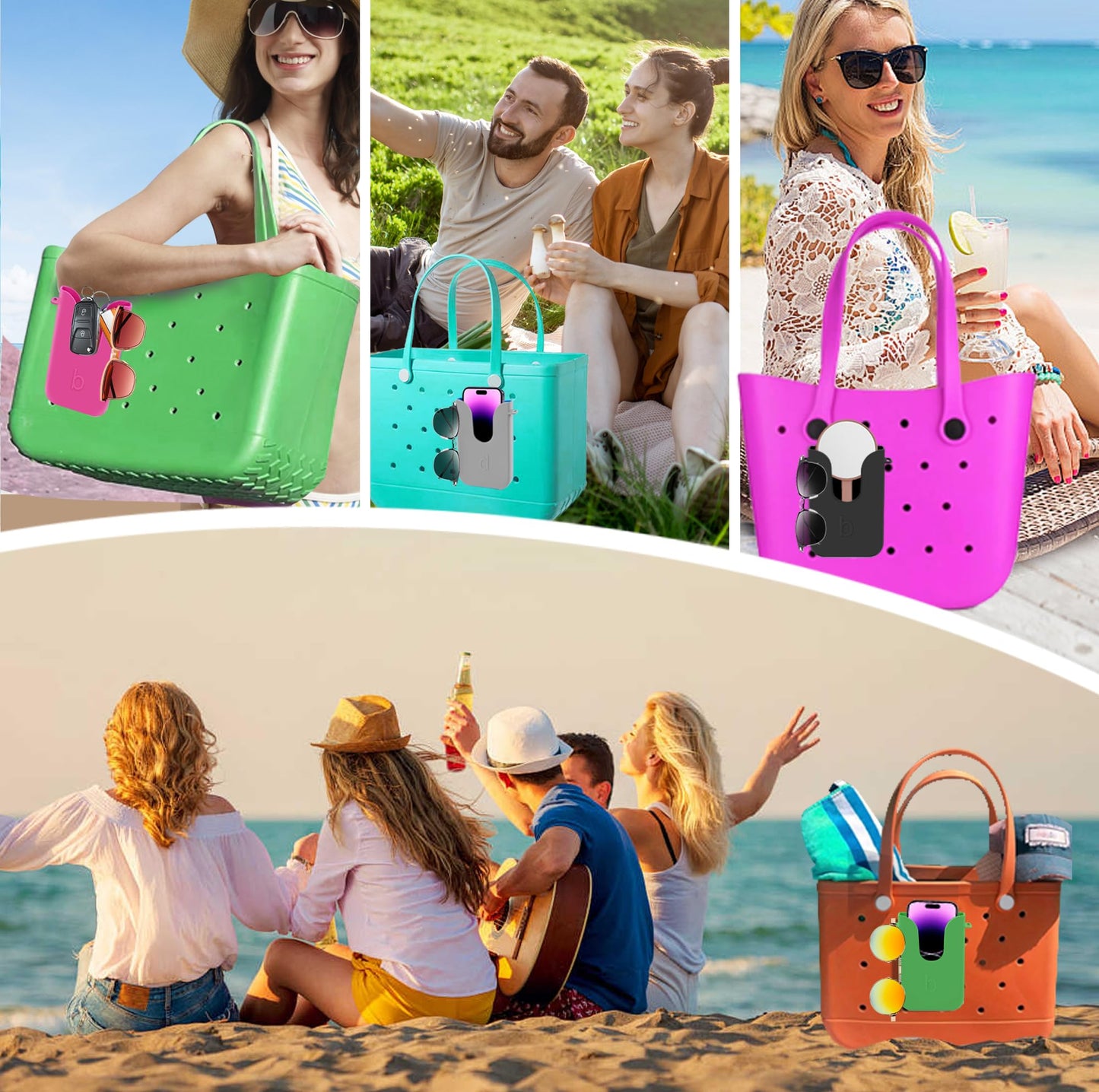 Silicone Phone Holder for Bogg Bags, Compatible Phone Case Attachment, Beach Tote Bag Accessory – Ideal Holder for Bogg & Similar Beach Bags (Blushing)