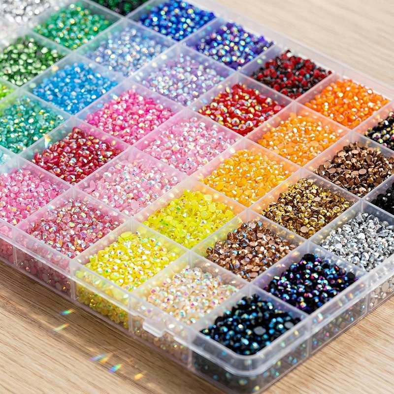 Resin Jelly Rhinestones Kit - 40,000 Pcs Flatback Gems with 4 B7000 Glue Tubes | 40 Colors, DIY Craft Supplies