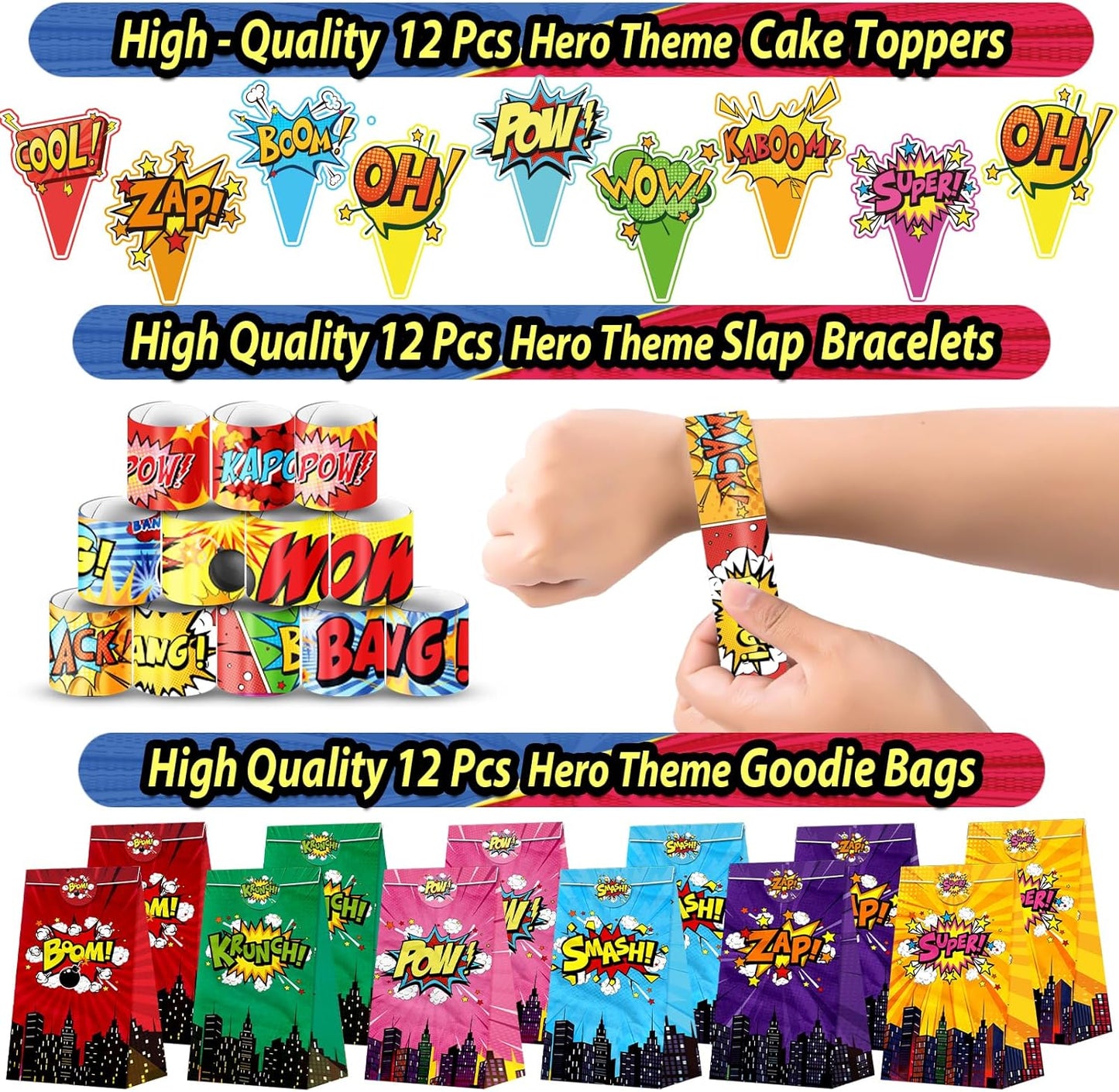 Hero Party Favors Kit - 220PCS Birthday Supplies with Goodie Bags, Straws, Bubble Wands & Notebooks | Ideal for Party Decorations & Piñata Fillers