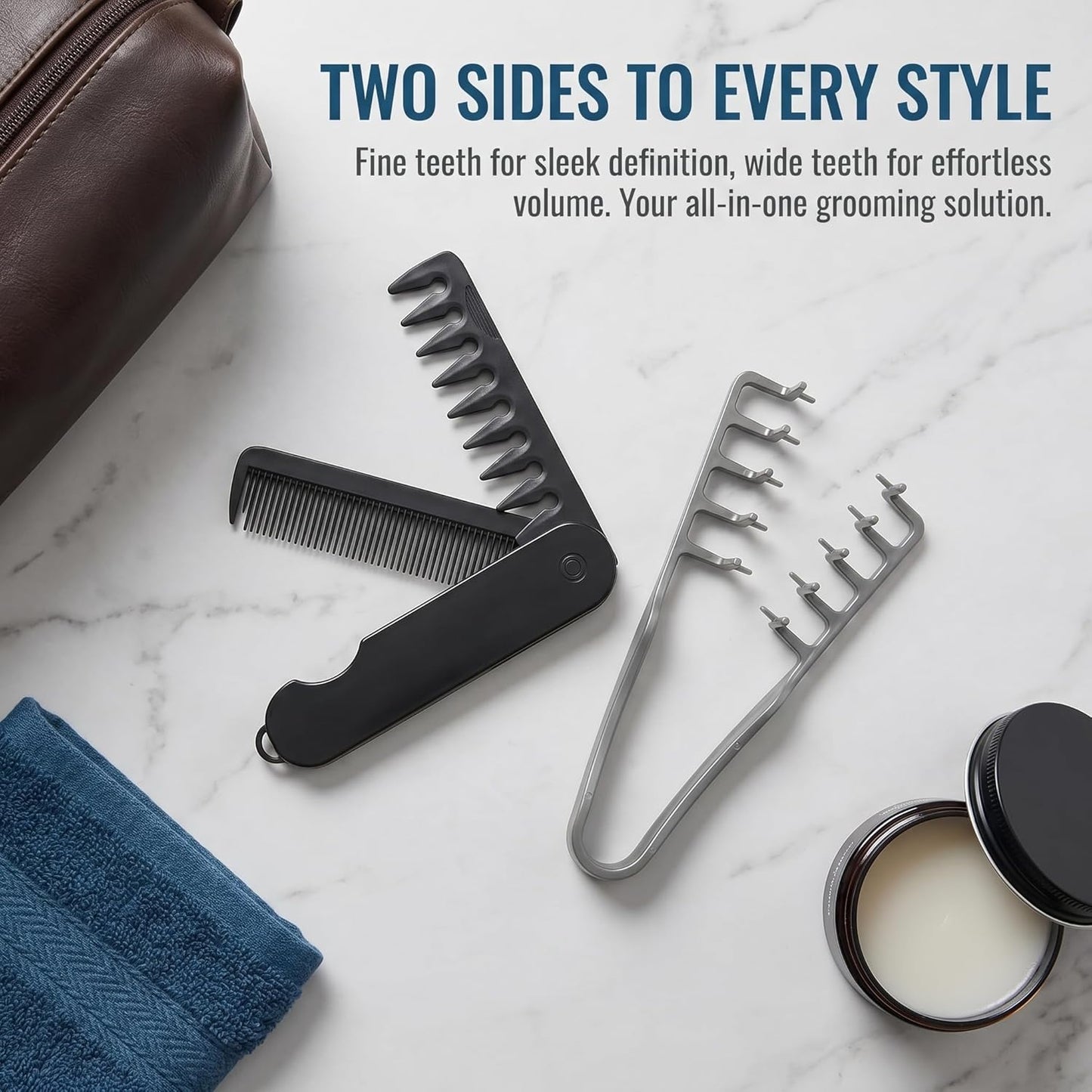 Upgraded Texture Comb for Men - Wide Tooth Volumizing Hair Tool | ABS Anti-Slip Design for Maximum Volume