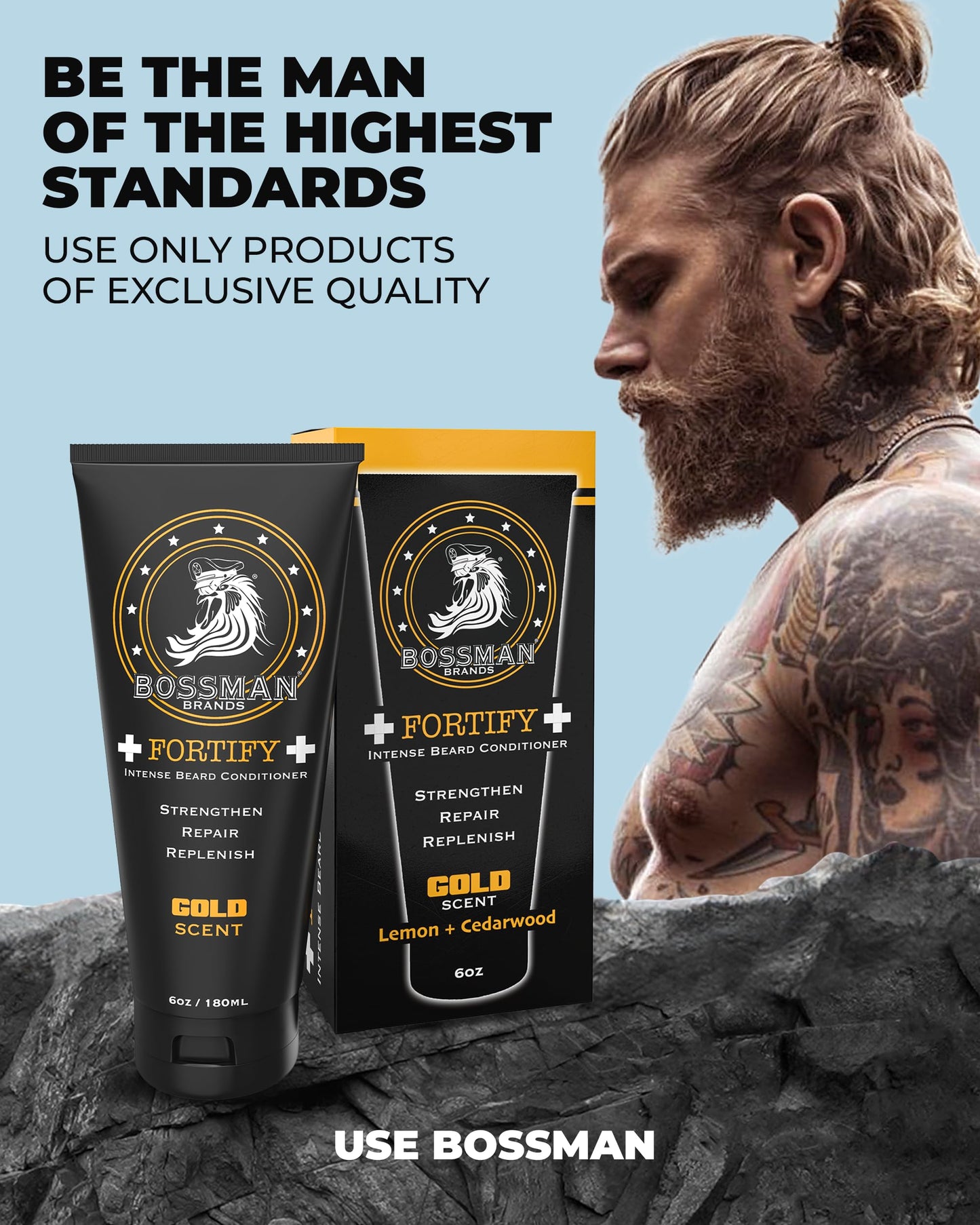 Bossman Fortify Intense Beard Conditioner to Grow, Thicken, Moisturize and Protect Your Beard