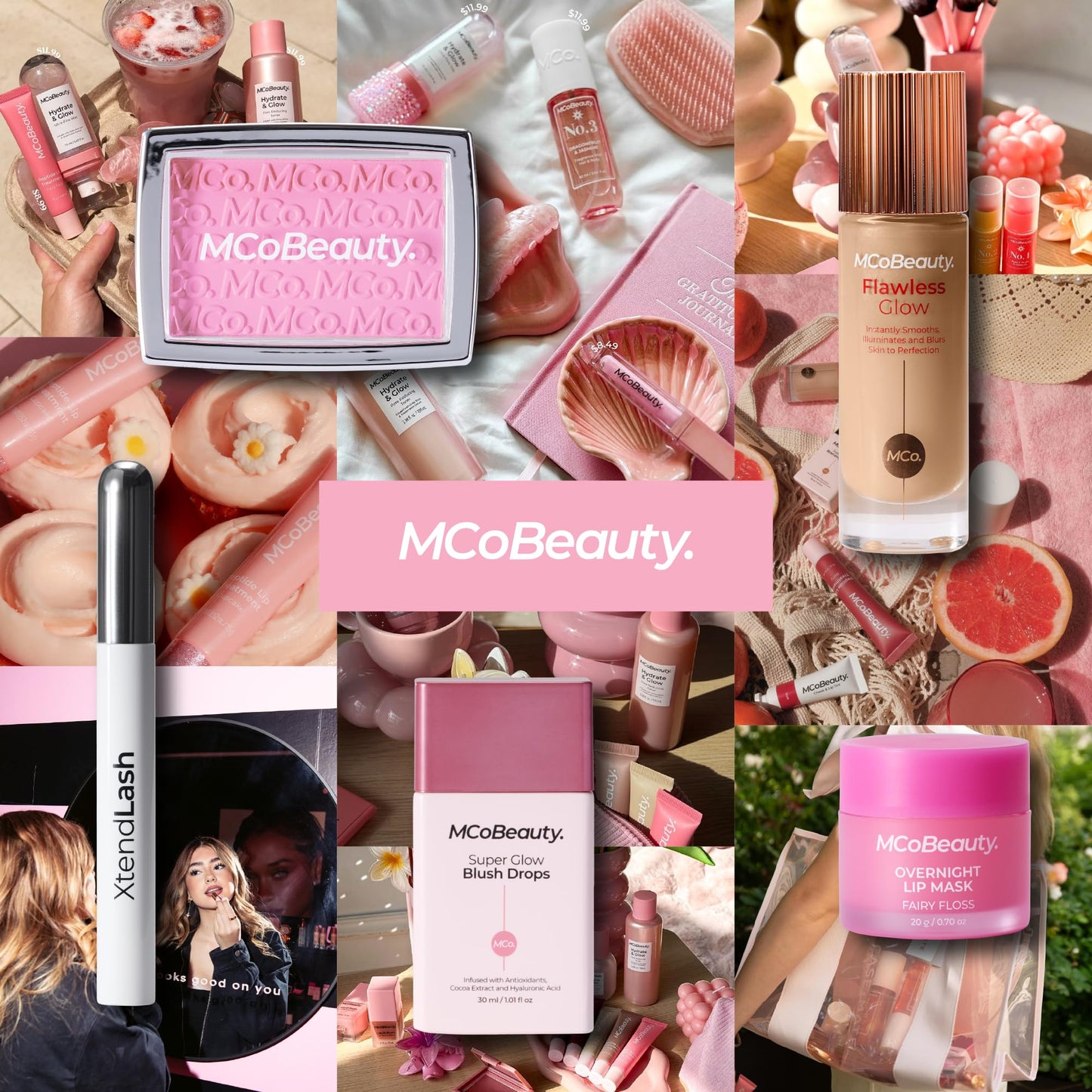 MCoBeauty Baked Blush - Rose Gold - 2-in-1 Luminous Cheek Color & Highlighting Powder - Marbled Buildable Pressed Blush with Jojoba Oil Squalane Hyaluronic Acid - Shimmer Makeup - Vegan & Cruelty Free
