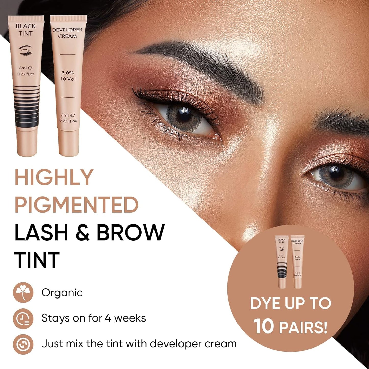 Instant Black Eyelash Color Kit - Easy Application for Natural Results | 8ml for Beginners & Salons