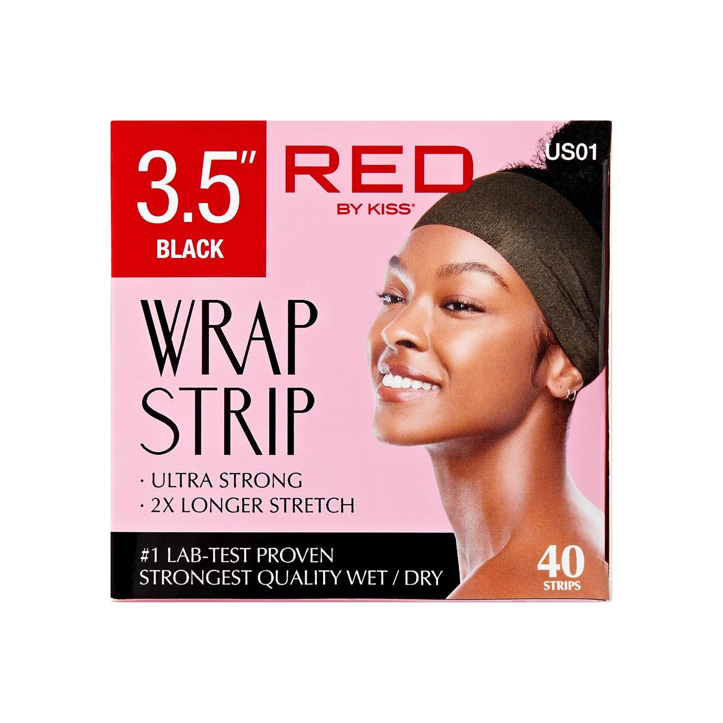 Red by Kiss Wrap Strip, Ultra Strong 2X Longer Stretch, 44 Strips Lab-Test Proven Strongest Quality for Wet/Dry Hair