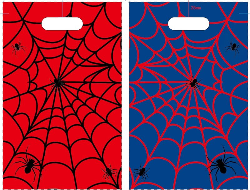 Adarro 40PCS Spider Web Party Favor Bags - Red & Blue Cartoon Goodie Candy Bags for Birthdays