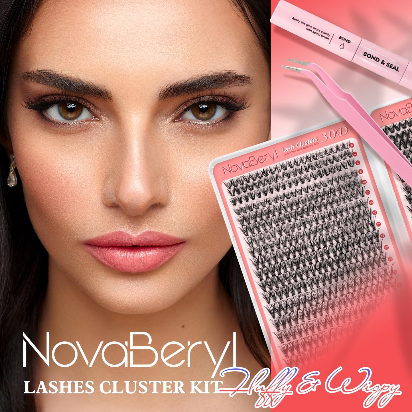 Eyelash Extension Kit - 800PCS DIY Lash Clusters with Bond & Seal | 30D/40D C Curl, 8–16mm Reusable Wispy Lashes