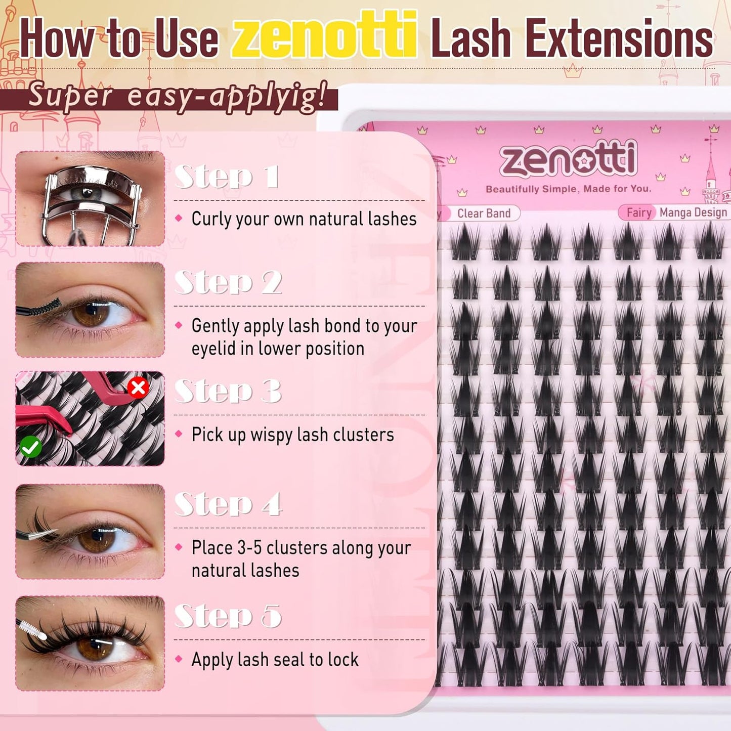 Manga Lash Clusters - Spiky Anime Eyelash Extensions | Natural Wispy Individual Lashes, 10-16MM, 120PCS