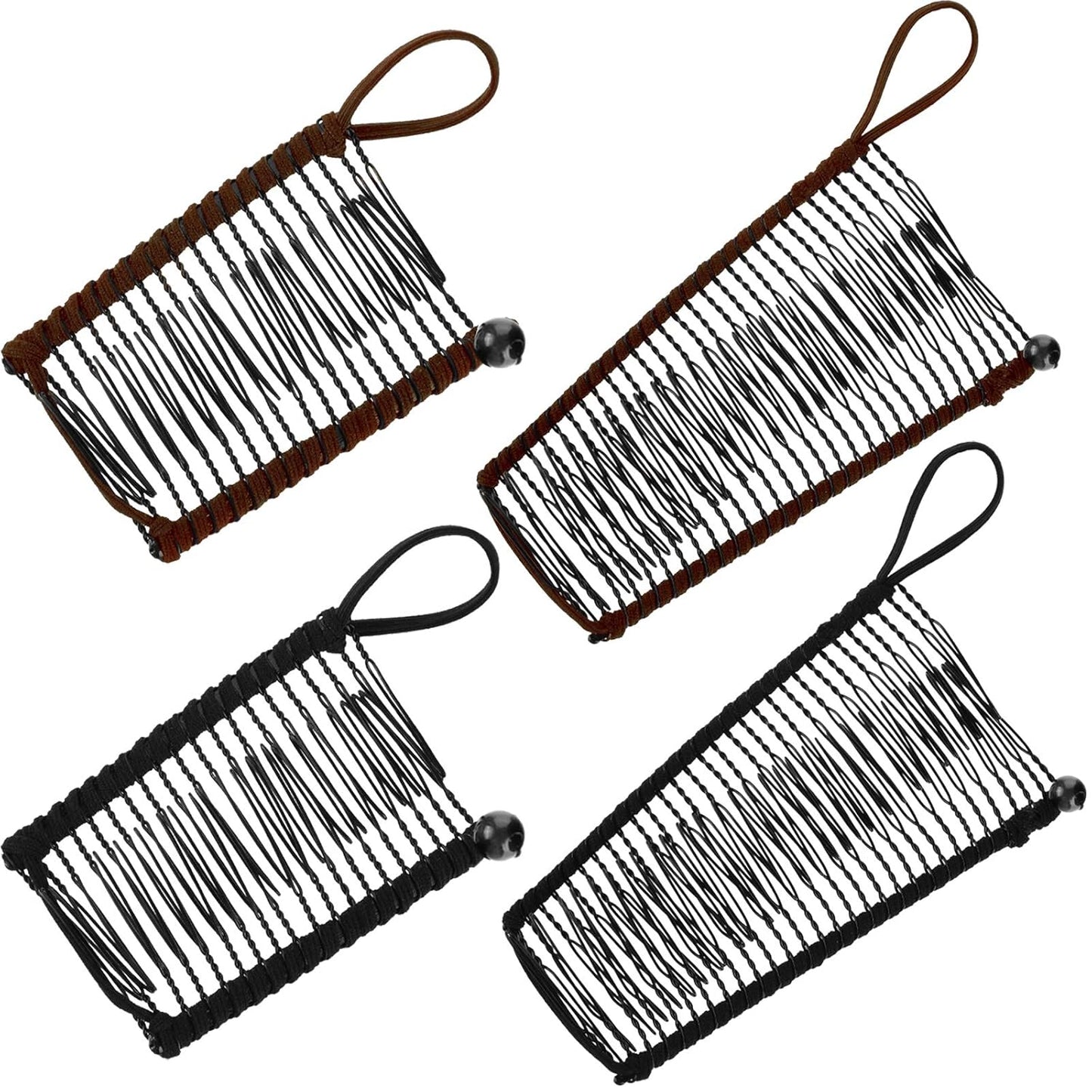 WILLBOND Banana Hair Clips for Women - Vintage Stretchy Grip for Curly, Thick, Wavy Hair | 4 Pcs Set in Black