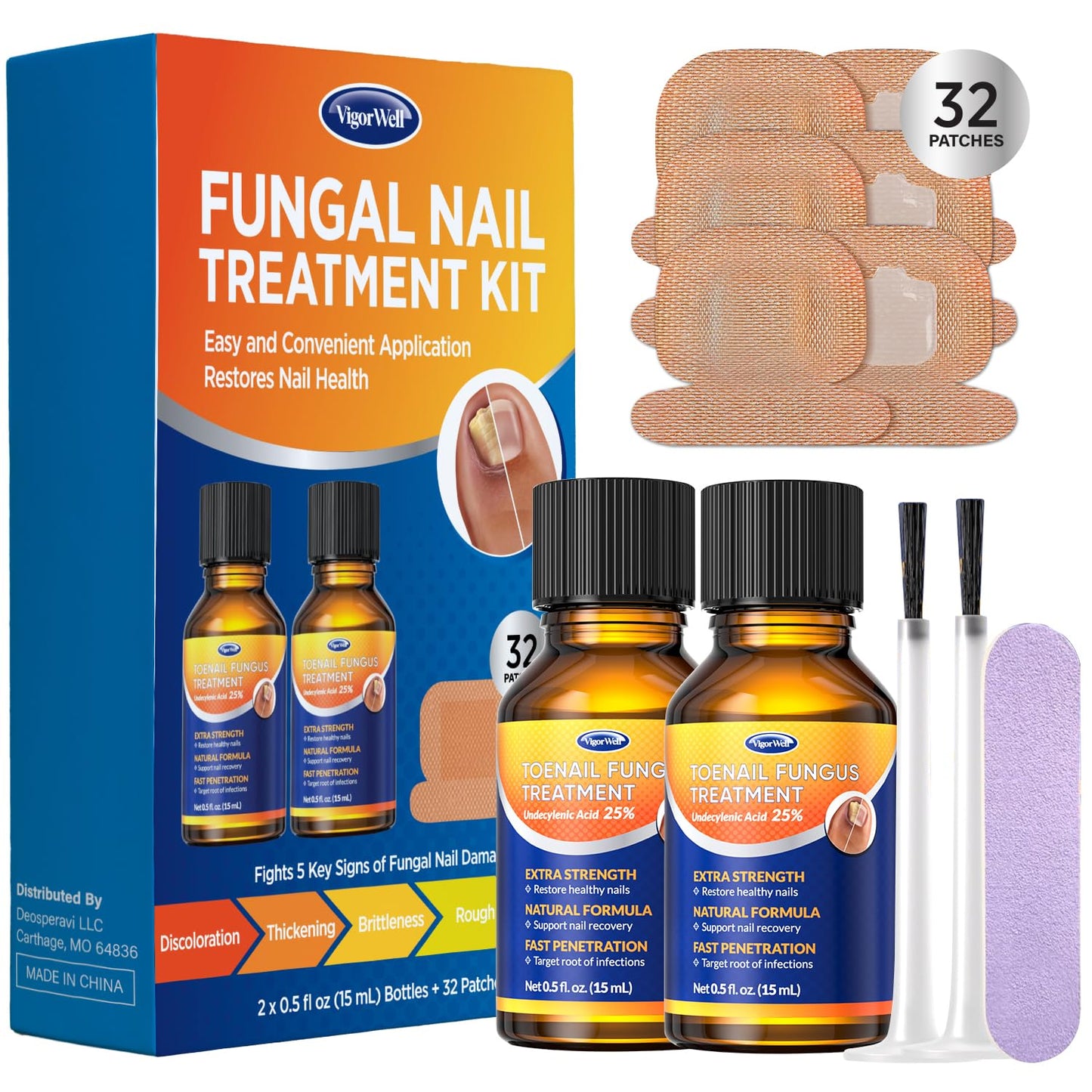 Toenail Fungus Treatment - Extra Strength Hydrogel Patches for Overnight Repair | 32 Medium Patches, Visible Results in 8 Hours