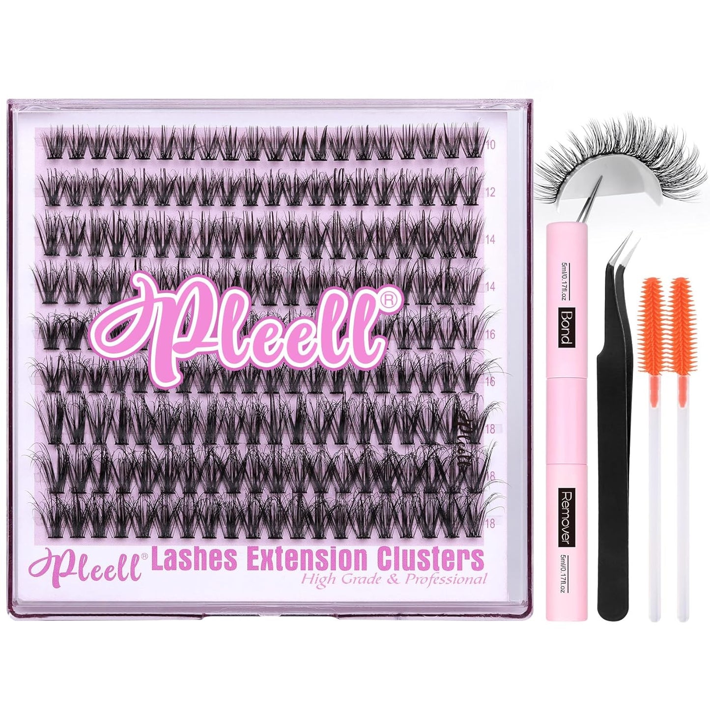 Fluffy Lash Extension Kit - 180PCS Wispy Natural Lash Clusters 10-18MM | Includes Bond, Remover & Applicator