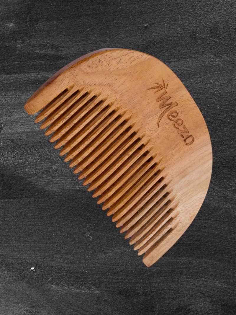 Meezo Neem Wood Beard Comb – Handmade Wooden Comb for Beard & Mustache – Anti‑Static, Eco‑Friendly, Pocket Size, Durable Grooming Tool for Men