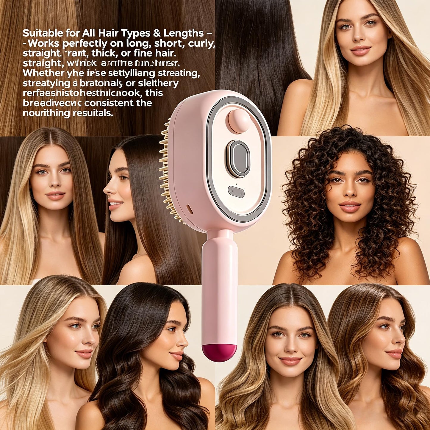 2026 Upgraded Electric Steam Hair Brush for Women, Rechargeable Spray Air Cushion Comb, Detangling & Anti-Static, Reduce Frizz, Smooth & Nourish for All Hair Types (Purple)