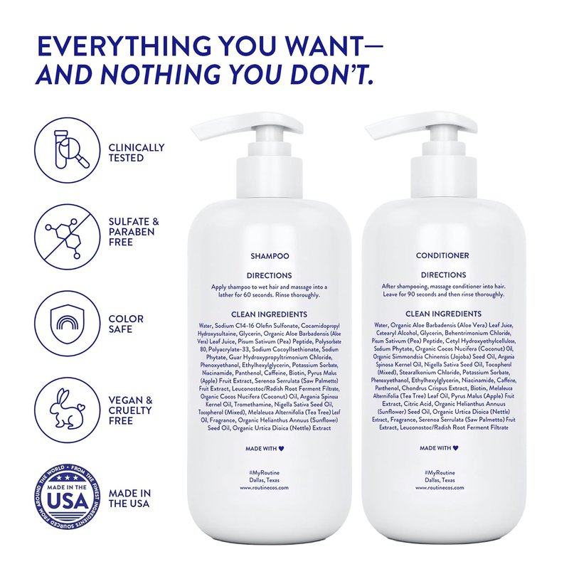 Anti-Thinning Shampoo & Conditioner Set | Biotin DHT Blocker for Thinning Hair - Color Safe, Coconut & Vanilla