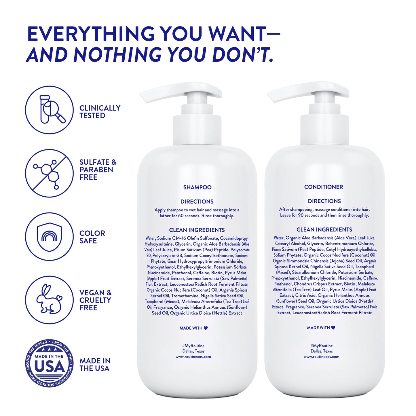 Routine Wellness Hair Thinning System, Anti-Thinning Shampoo & Conditioner Set Rose Hips + Hair Growth Supplement, Clinically Tested to Support Hair Growth