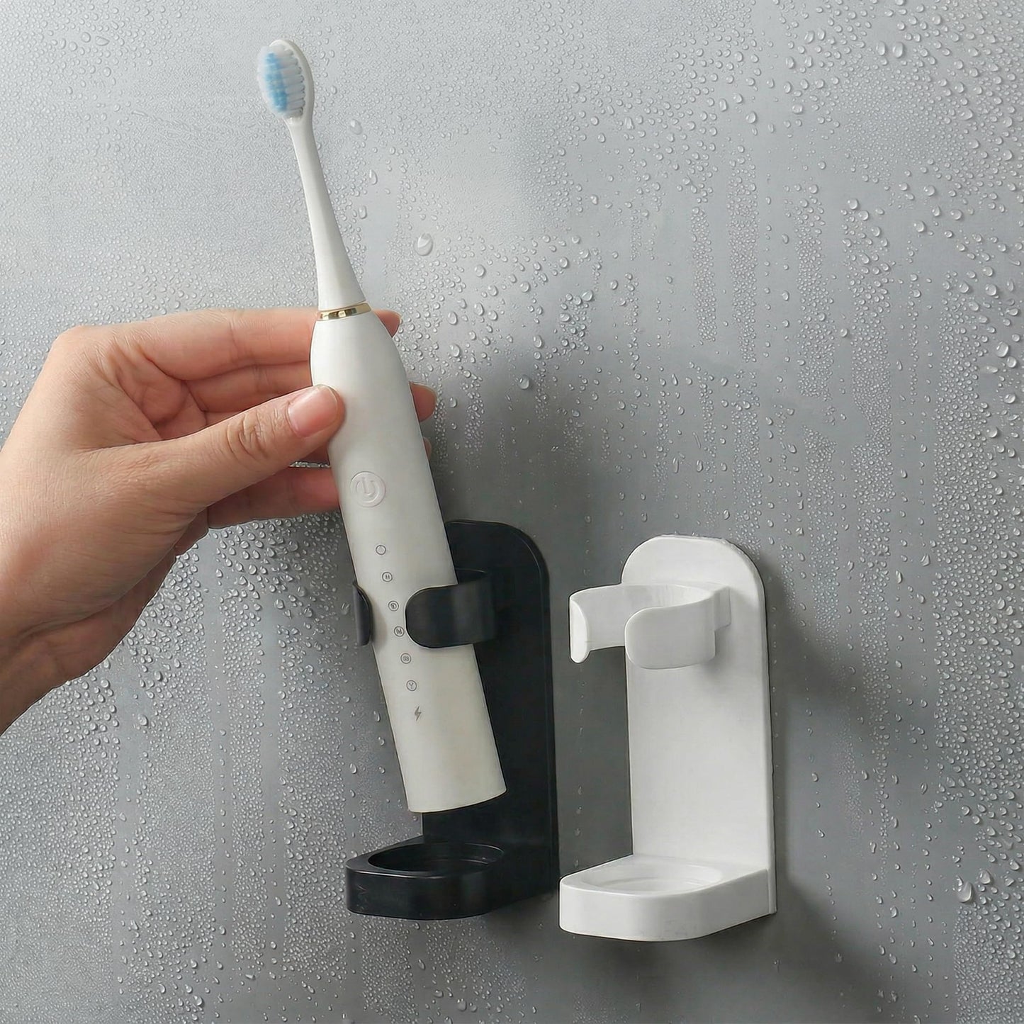 Toothbrush Holders For Bathrooms, 2 PCS Self Adhesive Electric Toothbrush Holder Wall Mounted Razor Stand For Shower For Sink Mirror Cabinet Tooth Brush Organizers And Storage Space Saving Accessories