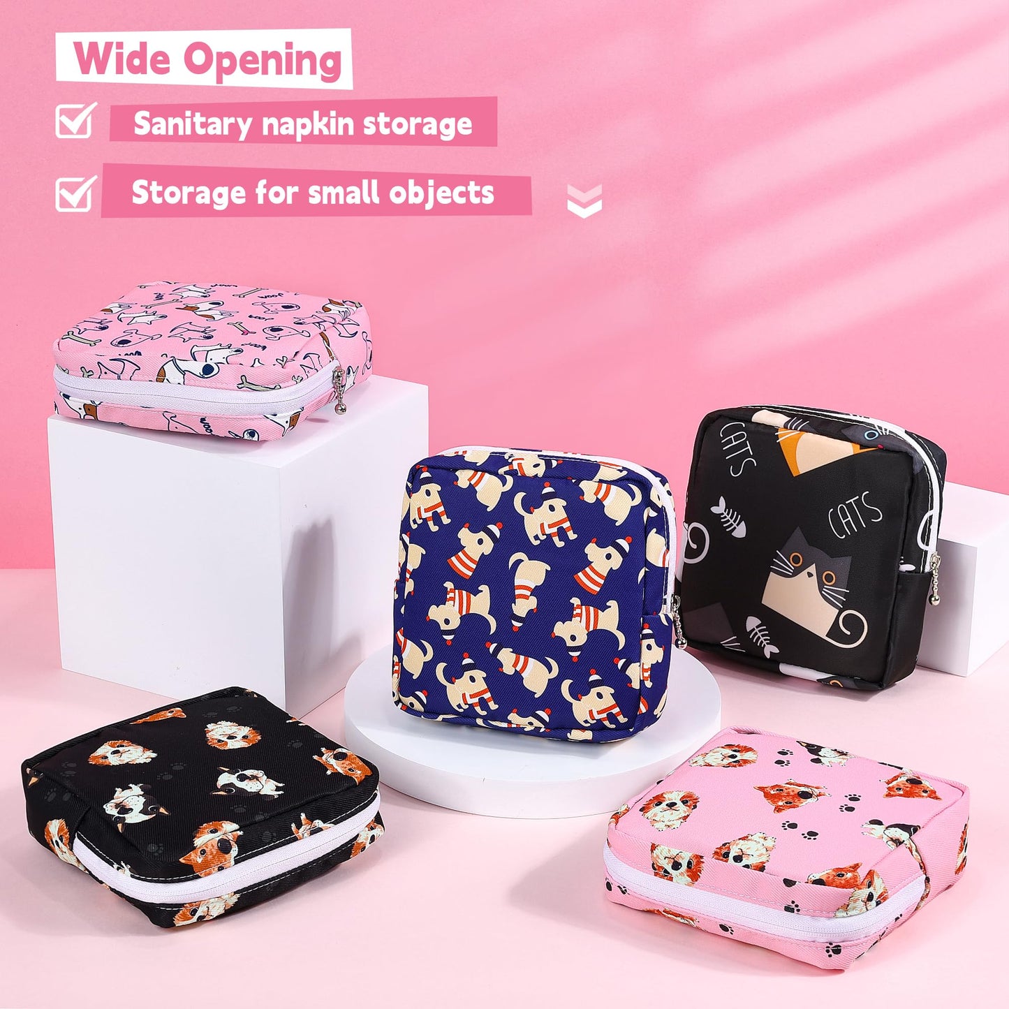 Likesing 5.1" Mini Makeup Bag for Purse, Nylon Small Makeup Pouch Travel Cosmetic Make up Bags for Women Girls, Cute Preppy Mini Toiletry Bag Coin Pouch Period Bag(N1230 Pink)