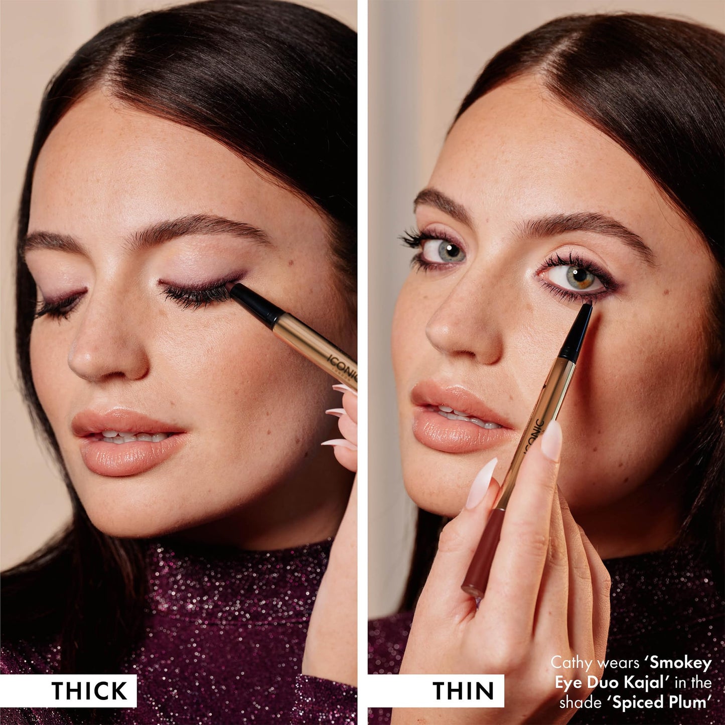 ICONIC LONDON Smokey Eye Duo Eyeliner | Creamy, Easy to Blend 2-in-1 Eyeliner Crayon, Water Resistant, Cruelty Free, Vegan Makeup (Spiced Plum) 0.027 oz