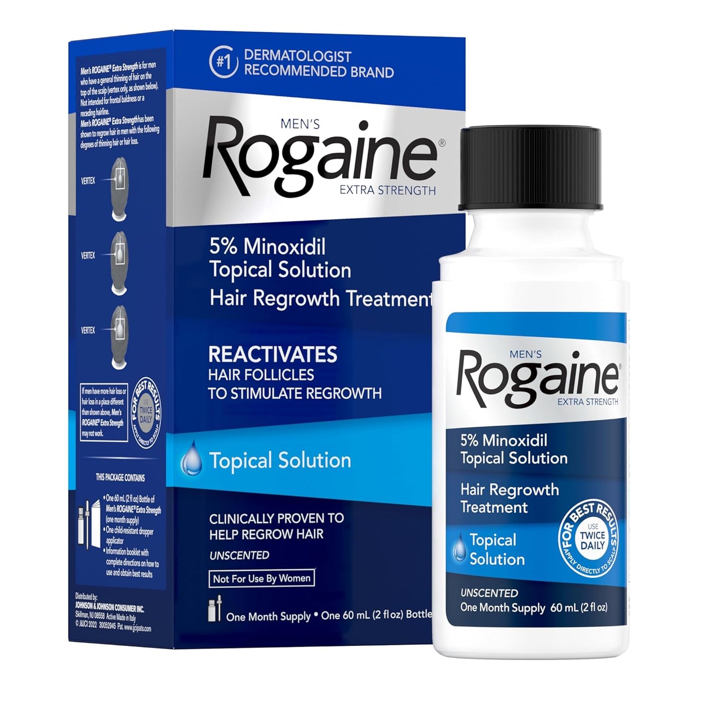 Men's Rogaine Extra Strength 5% Minoxidil Solution - 3-Month Supply | 3 x 2 Fl Oz Bottles