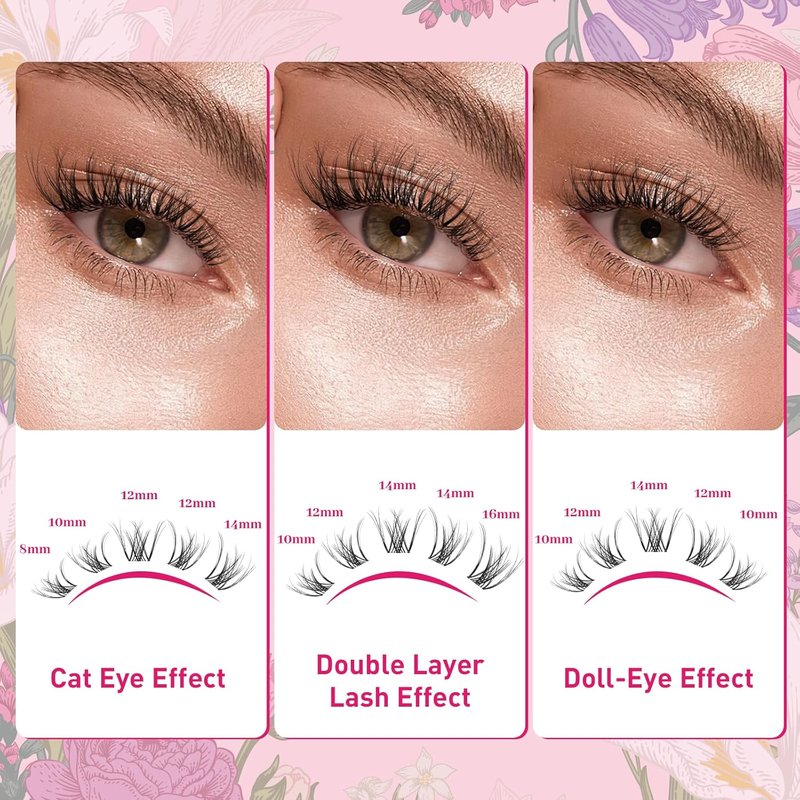 Spider Lash Clusters - Natural Wispy D Curl Eyelashes with Super Thin Band | Reusable & Comfortable (Breeze, 8-16 Mix)