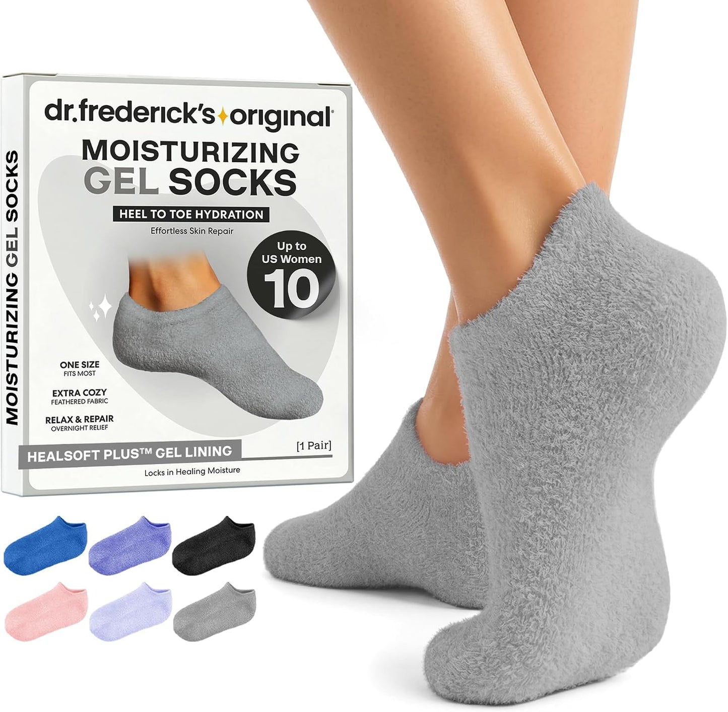 Moisturizing Gel Socks for Men & Women - Dry Feet & Cracked Heel Treatment | Full Foot Gel Lining with Mango Butter, Shea Butter, Jojoba & Coconut Oil (Large - Obsidian Oasis)