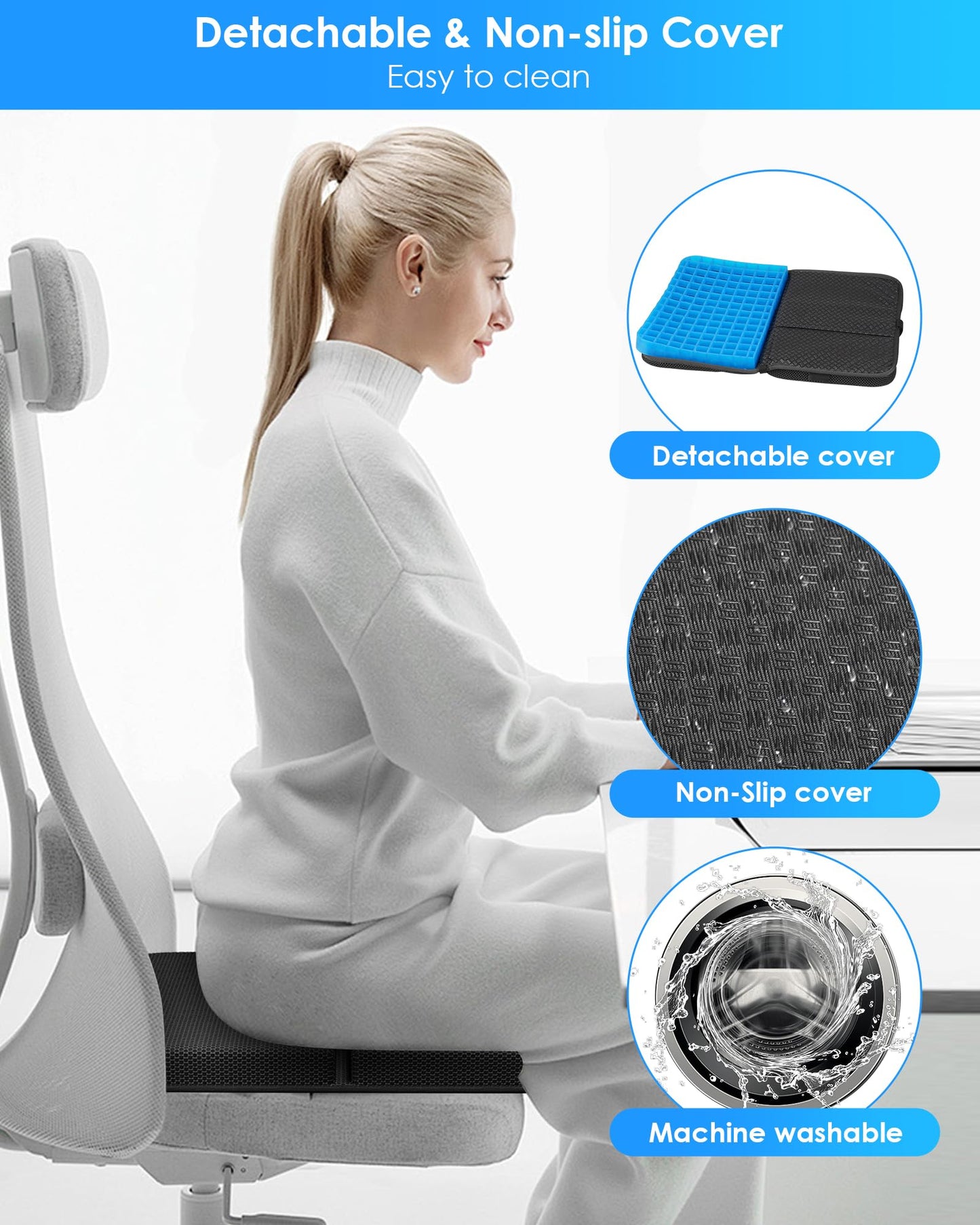 Rexley Gel Travel Seat Cushion, Portable Airplane Seat Cushion, 14.5" x 10.5" Foldable for Airplane Seats, Office Chair, Camping, Bleachers, Flights, Commute