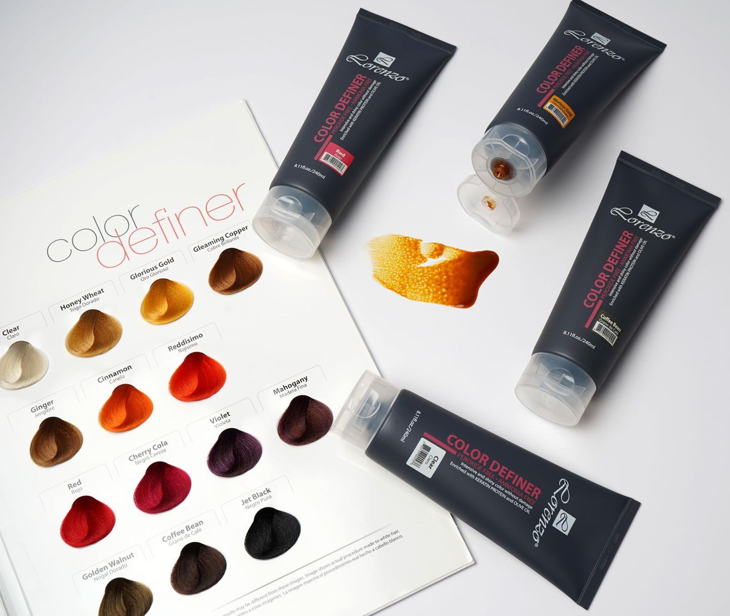 L Lorenzo Color Definer Cellophane 8.11fl.oz/240ml | Peroxide & Ammonia Free | Glossy hair Brilliant color without Damaged Hair | Stain Remover Inside (Cherry Cola, 240ml / 8.11Fl.Oz)