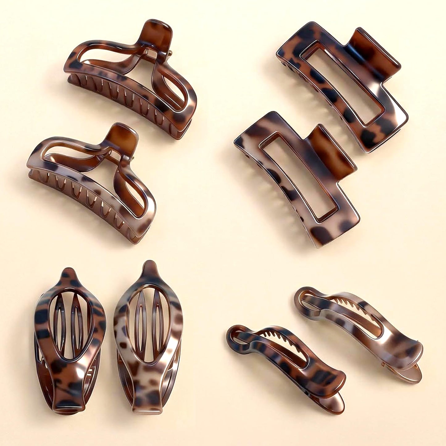 8Pcs Strong Hold & Non-Slip Matte Tortoiseshell Hair Clips for Women