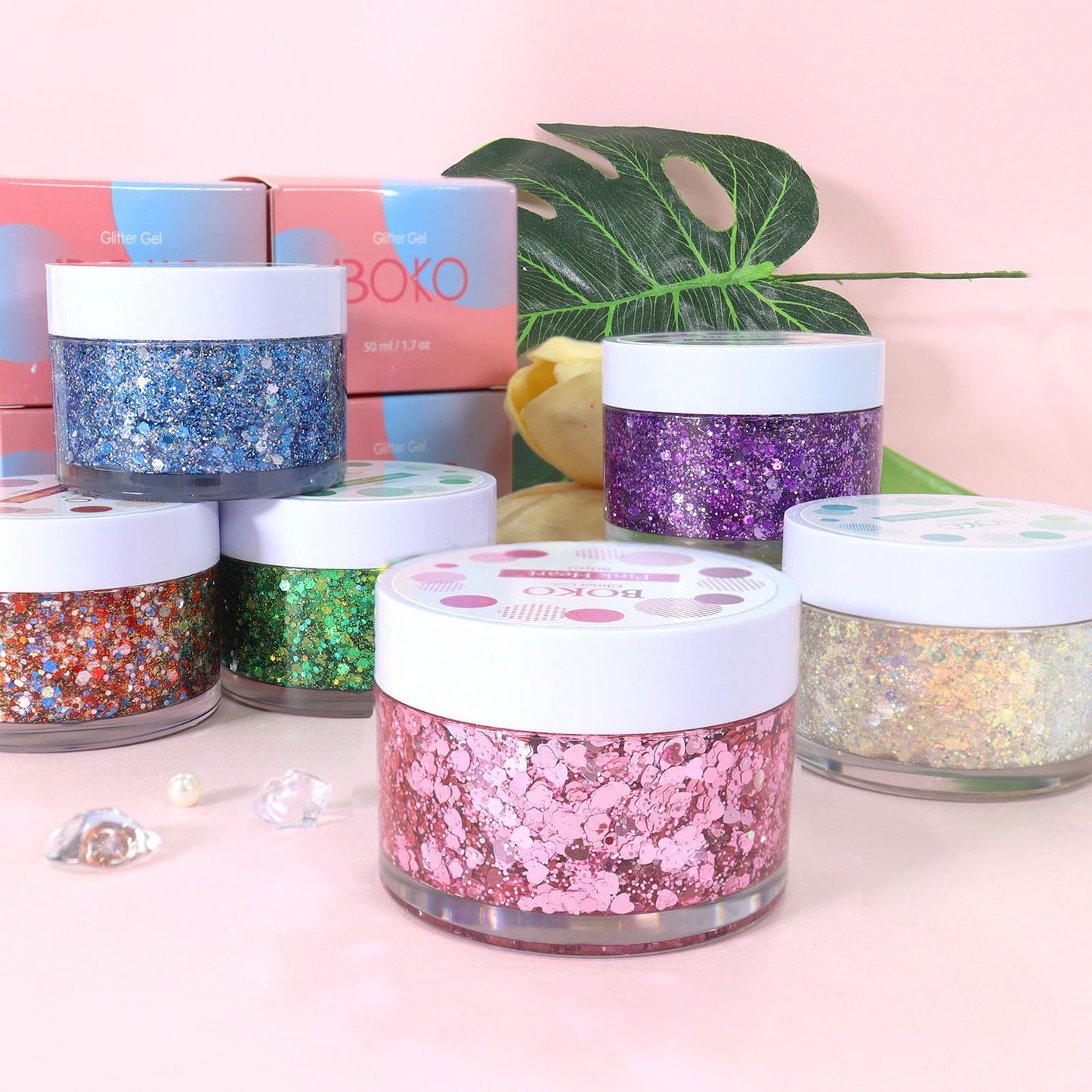 Boko 50ML Body Glitter Gel, Red White Blue 4th of July Chunky Glitter for Face Hair Body Makeup, Patriotic Glitter for USA Independence Day Memorial Day Veterans Day Flag Party Rave Accessories