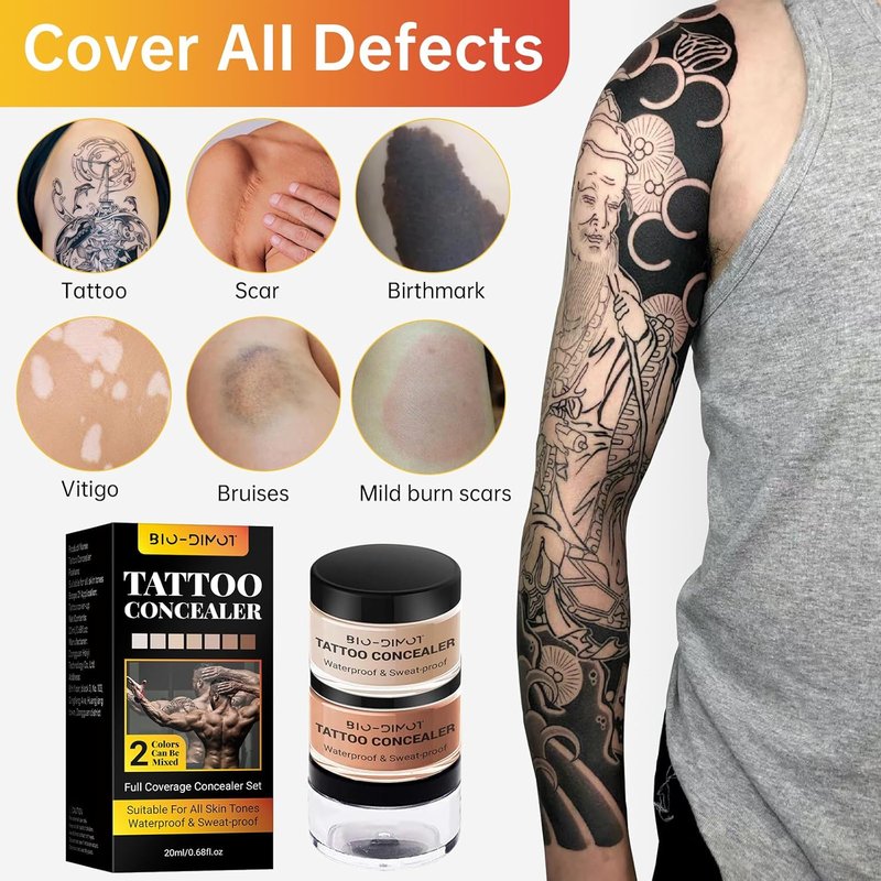 Tattoo Cover Up Makeup - Waterproof Full Coverage Foundation for Scars & Birthmarks | Natural Skin Tone Match, 0.68oz