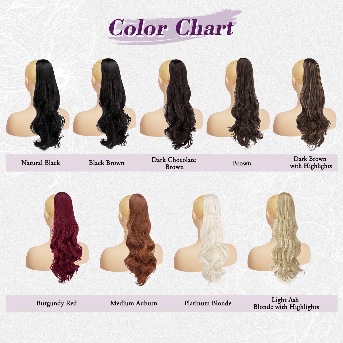 BARSDAR Burgundy Red Wavy Drawstring Ponytail Extensions – 20 Inch Synthetic Drawstring Comb Clip in Ponytail Hair Extensions for Women, Natural Looking Curly Wavy Red Pony Tails Hairpieces